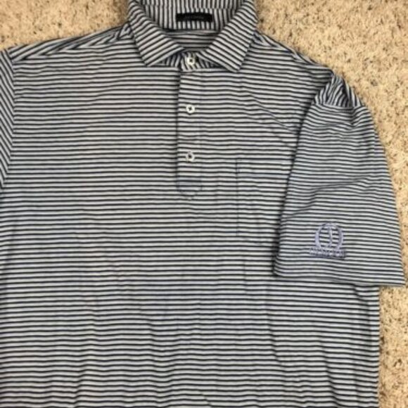 Turtleson Short Sleeve Polo Shirt Medium Striped Blue White OXMOOR GOLF LOUISVIL - Picture 1 of 9